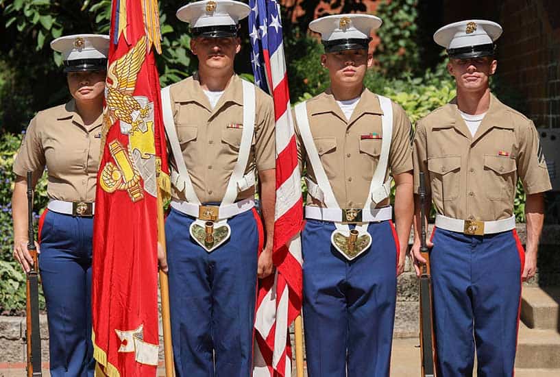Marines in Uniform with Flags
